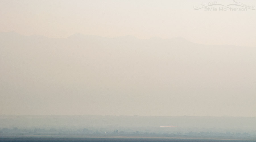 Smokey sky looking towards the Wasatch Range from Antelope Island, August 21, 2016