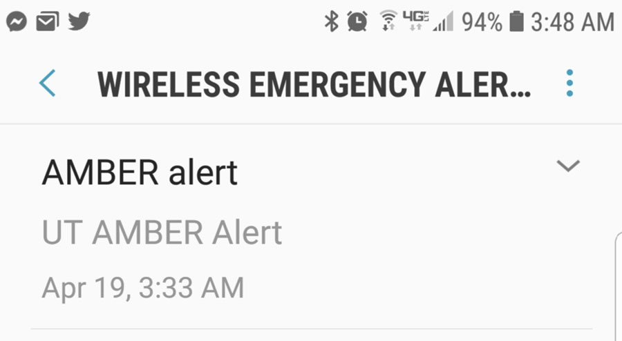 Empty Amber Alert - April 19, 2020