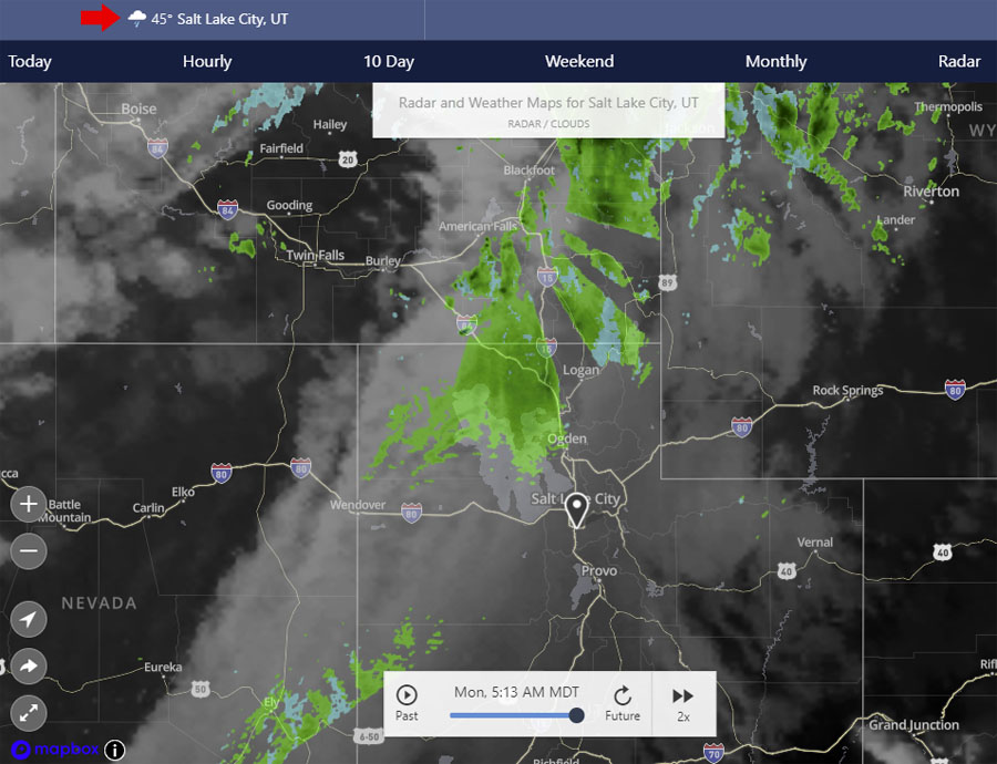 Radar and Weather Map for Salt Lake City, Utah - June, 29, 2020