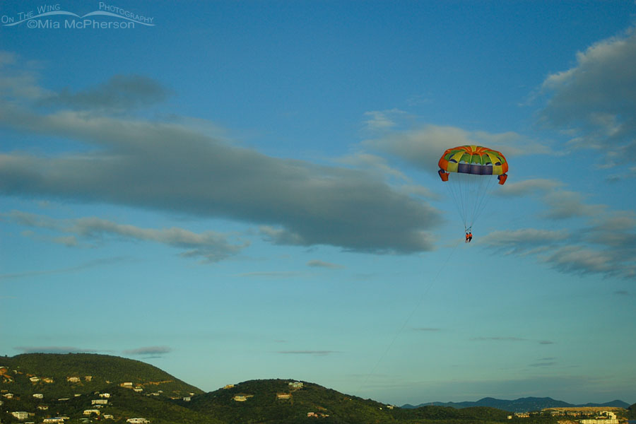 Evening parasailers at St Thomas, U.S. Virgin Islands