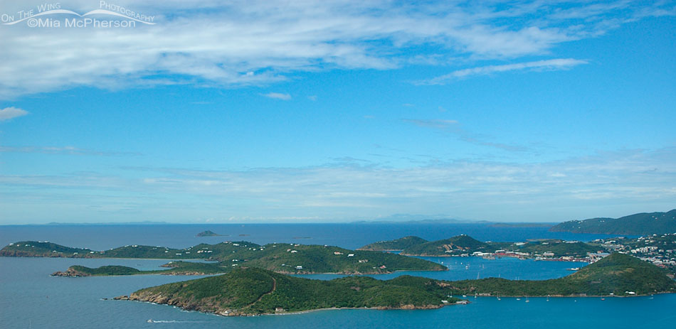 Long distance view of the Caribbean from Paradise Point, St Thomas, Charlotte Amalie, U.S. Virgin Islands