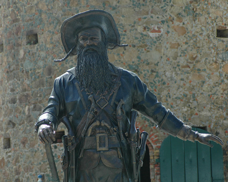 Blackbeard the Pirate statue on St Thomas, U.S. Virgin Islands