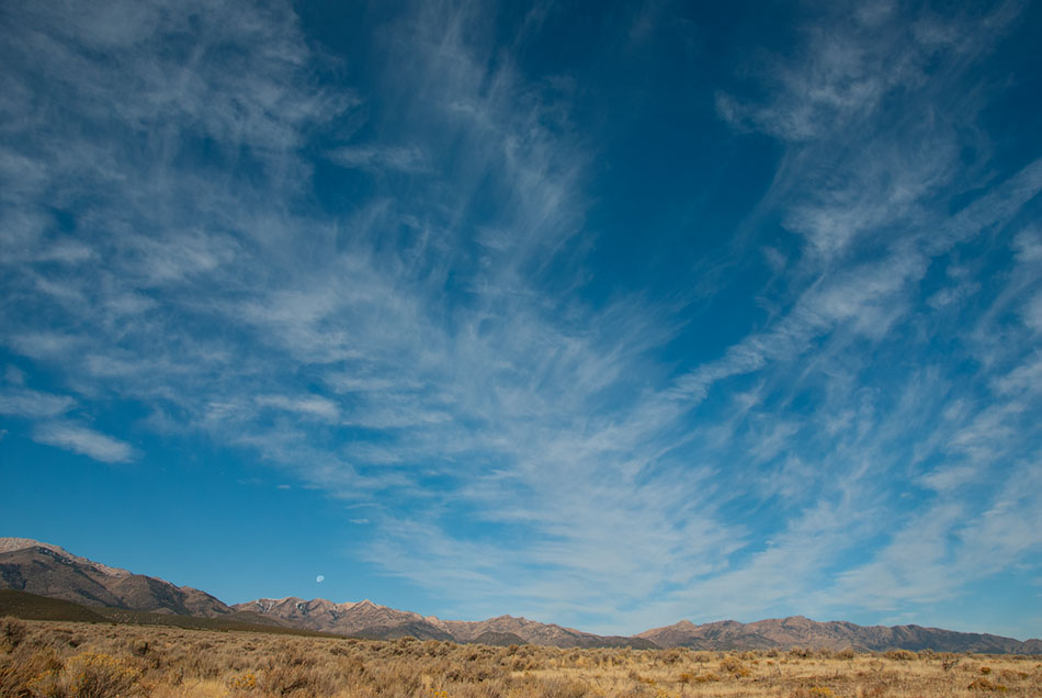 West Desert clouds and the setting moon, West Desert, Tooele County, Utah