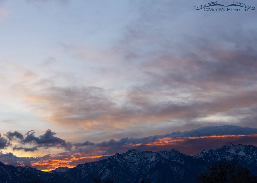 Sky on fire over the Wasatch Mountains on November 15, 2023, Salt Lake County, Utah