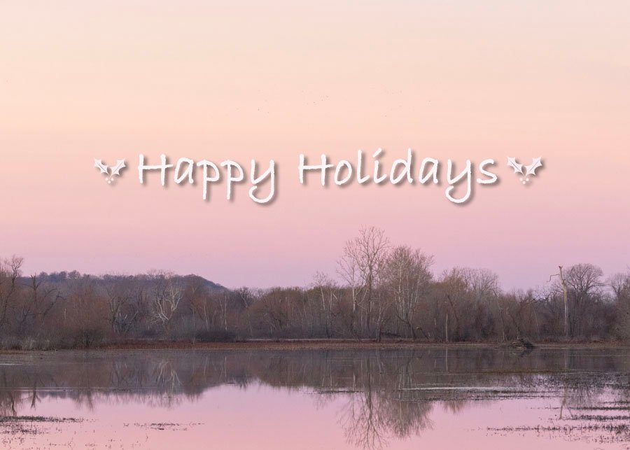 Happy Holidays - Pink sunrise over Lower Scarborough Slough, Sequoyah National Wildlife Refuge, Oklahoma