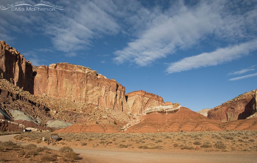 Fluffy clouds over Capitol Reef National Park, Wayne County, Utah