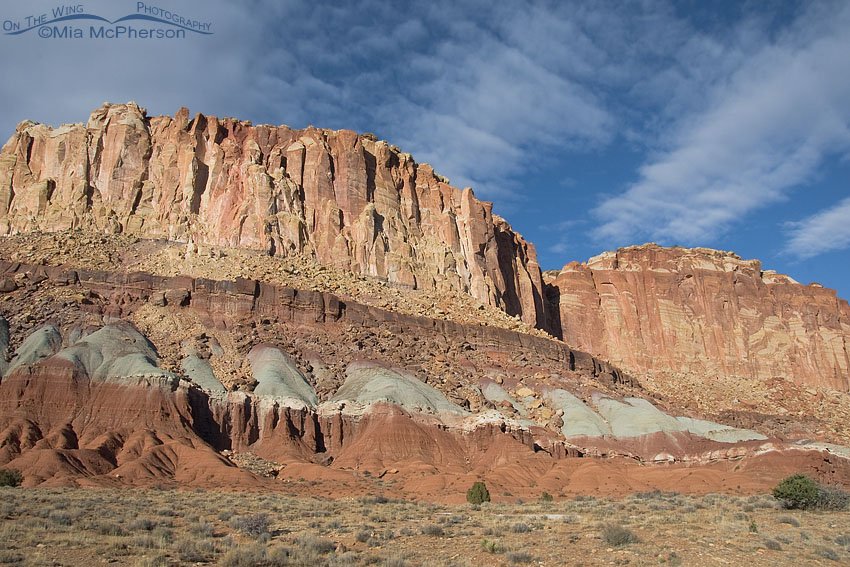 Capitol Reef National Park and soft clouds, Wayne County, Utah