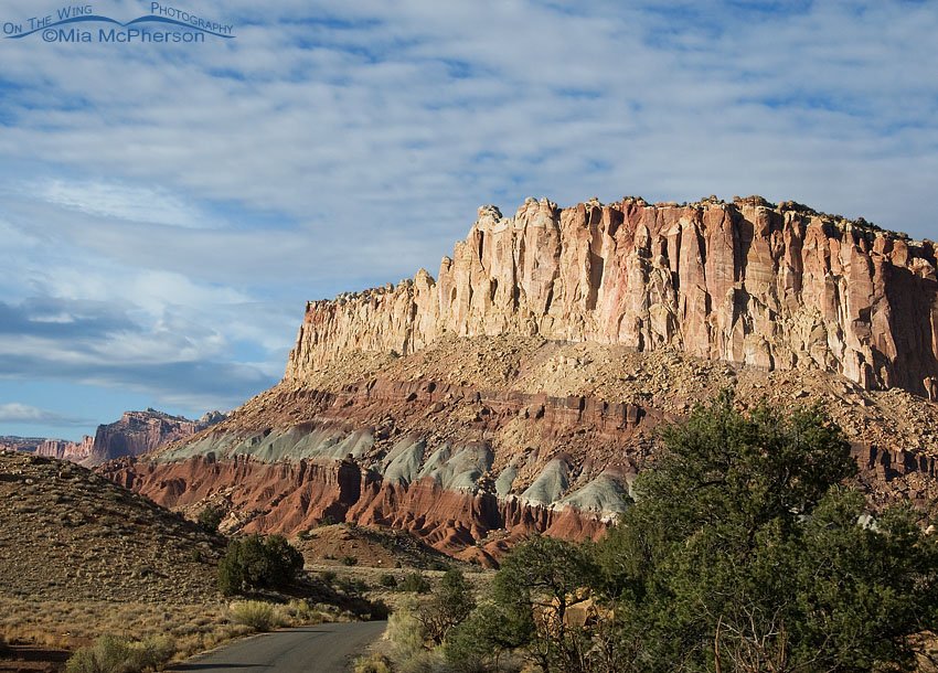 Capitol Reef National Park drive in evening light, Wayne County, Utah