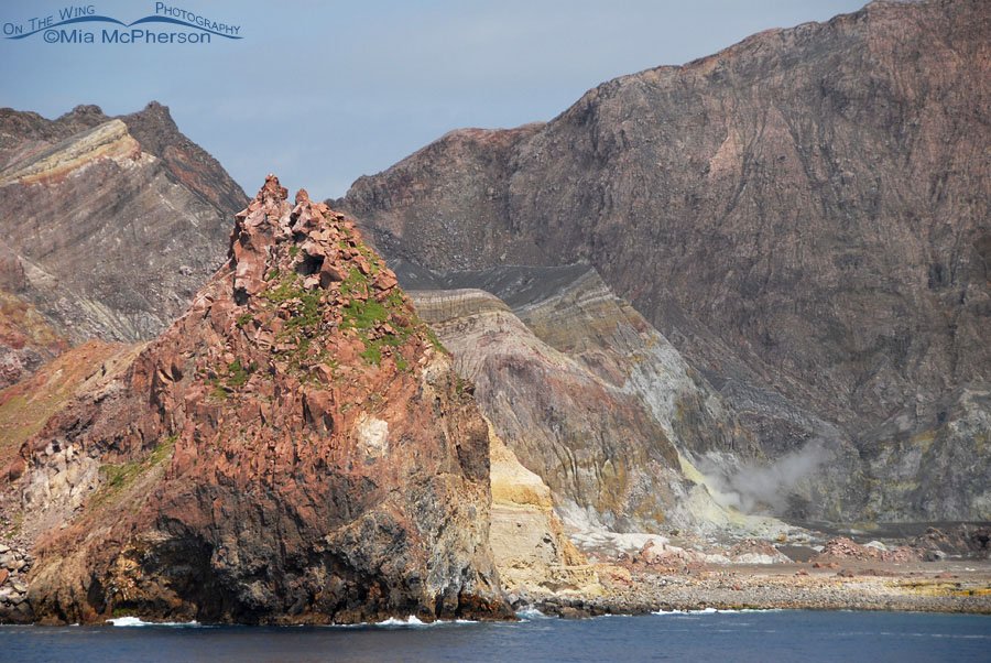Closer view of Whakaari - White Island, New Zealand, Bay of Plenty, Crater Bay, Whakaari, White Island, New Zealand