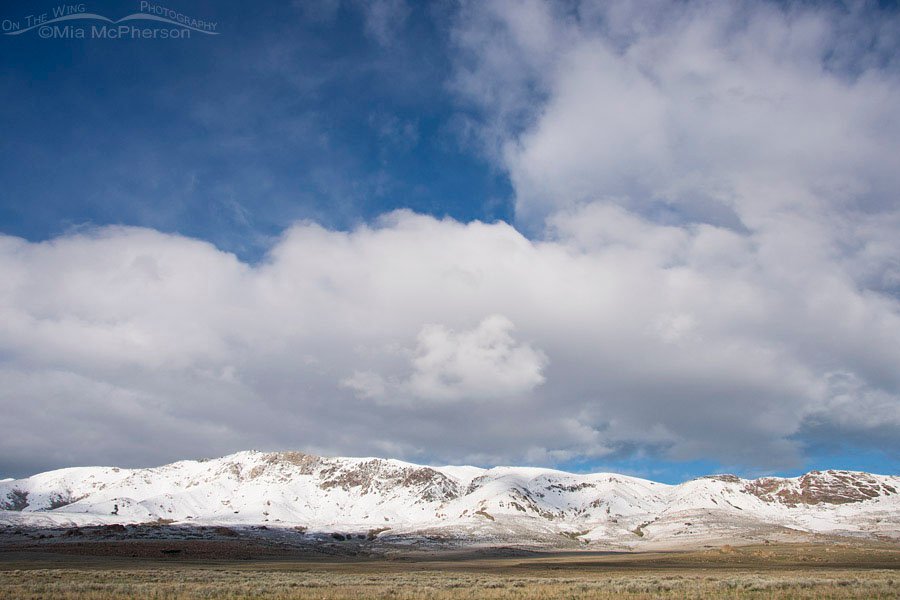 April snow on the mountains of Antelope Island State Park, Davis County, Utah