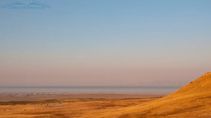 Smoke in the air from Buffalo Point August 21, 2016, Antelope Island State Park, Davis County, Utah