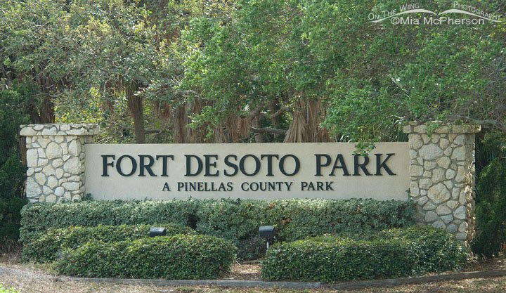The entrance sign to Fort De Soto County Park, Pinellas County, Florida