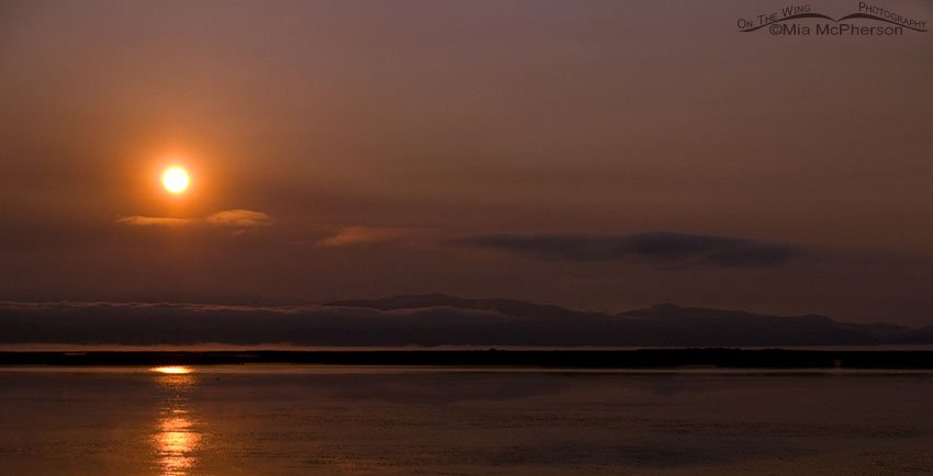 Smokey sunrise on the Lower Lake from the 2012 wildfires, Red Rock Lakes NWR, Centennial Valley, Beaverhead County, Montana