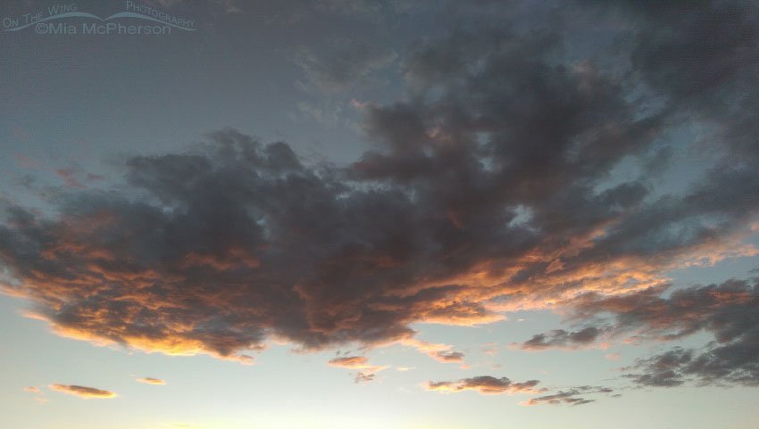 Setting sun on the clouds over Gunlock State Park II, , Washington County, Utah